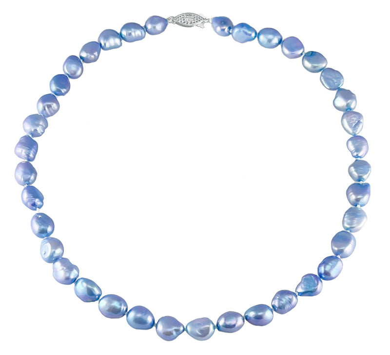 8.5-9mm Blue Baroque Freshwater Pearl Necklace AA+ Quality