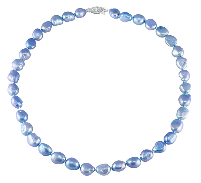 8.5-9mm Blue Baroque Freshwater Pearl Necklace AA+ Quality