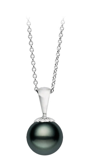9-10.5mm AAA Quality Tahitian Pearl Pendant 14k White Gold