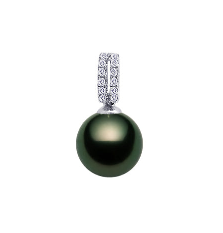 AAA Quality Tahitian Pearl Pendant 18k White Gold & Diamonds