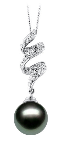 AAA Quality Tahitian Pearl Pendant 18k White Gold & Diamonds