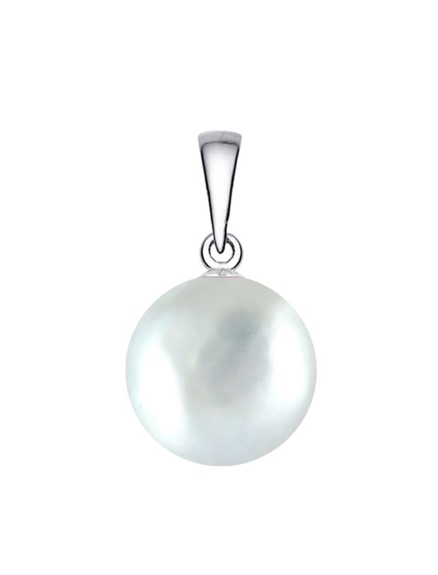 10.5-11mm Silver Gray South Sea Cultured Pearl Pendant AAA Quality 14k White Gold