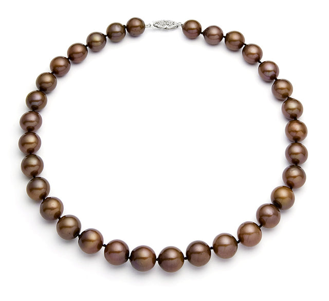 9.5-10.5mm Classic Cocoa Freshwater Pearl Necklace AA+ Quality