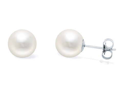 AA+ Quality White Akoya Cultured Pearl Stud Earrings