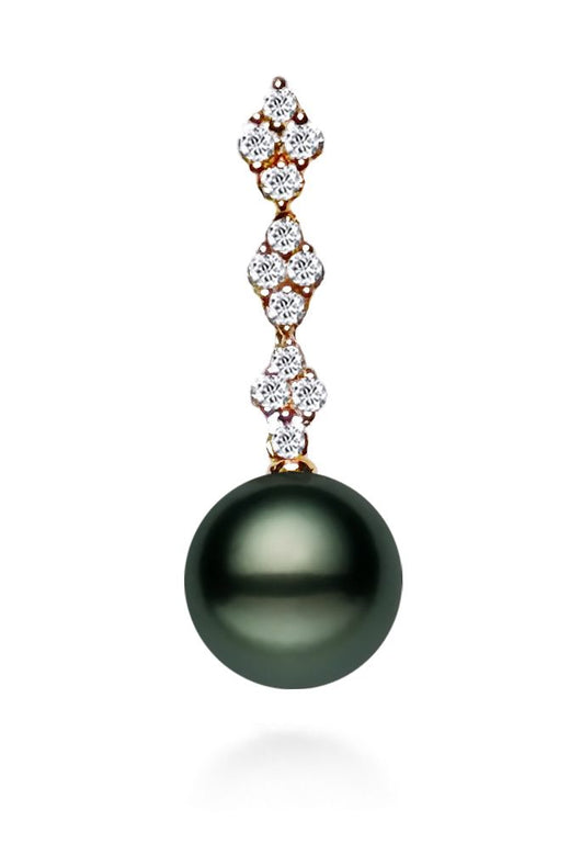 9-10.5mm AAA Quality Tahitian Pearl Pendant 14k Rose Gold & Diamonds