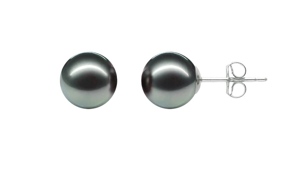 8-8.5mm Gray Tahitian Pearl Stud Earrings AAA Quality