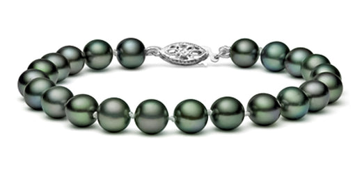 Black Akoya Cultured Pearl Bracelet AAA Quality 7.5-8mm