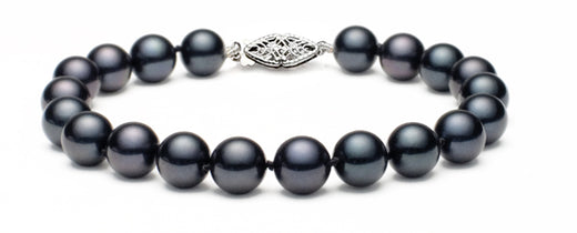 Black Freshwater Cultured Pearl Bracelet 7"