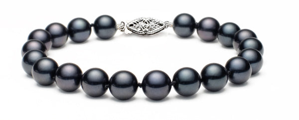 Black Freshwater Cultured Pearl Bracelet 7"