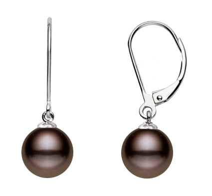 Classic Cocoa Freshwater Pearl Earrings AAA Quality 14k Gold