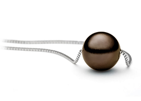 Classic Cocoa Freshwater Pearl Solitaire Necklace AAA Quality 14k Gold