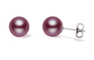 6.5-7mm Cranberry AAA Quality Freshwater Pearl Earrings