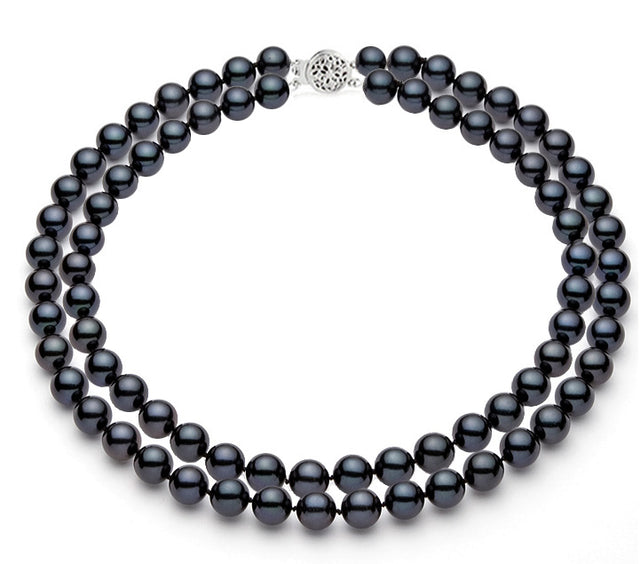 Double Strand Black Freshwater Pearl Necklace