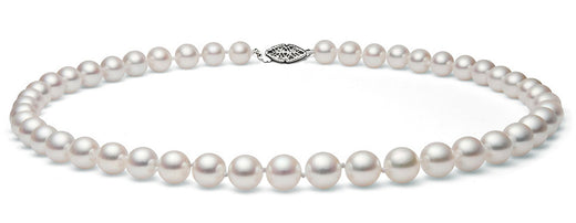Hanadama Quality White Japanese Cultured Akoya Saltwater Pearl Necklace