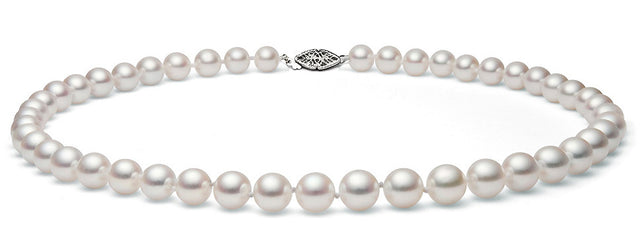 Hanadama Quality White Japanese Cultured Akoya Saltwater Pearl Necklace