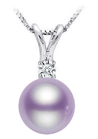 11-11.5mm Lavender Freshwater Pearl Pendant AAA Quality 14k White Gold and Diamond