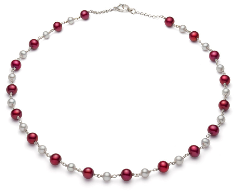 Multicolor Freshwater Pearl Tin Cup Necklace AAA Quality
