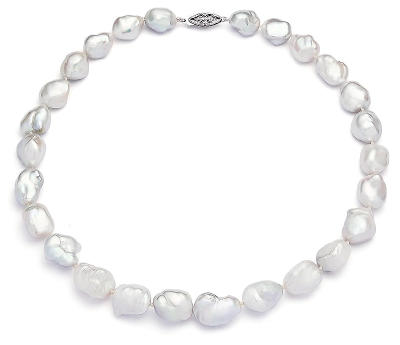 White Baroque Freshwater Pearl Necklace AA+ Quality