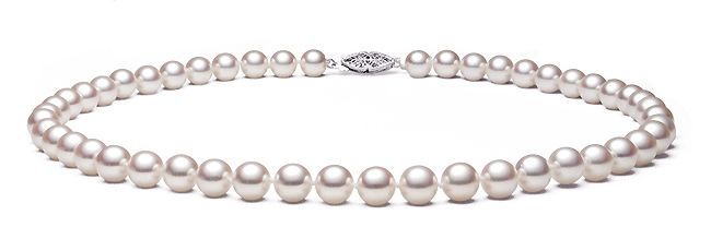 6-6.5mm White Cultured Akoya Saltwater Pearl Necklace AA Quality