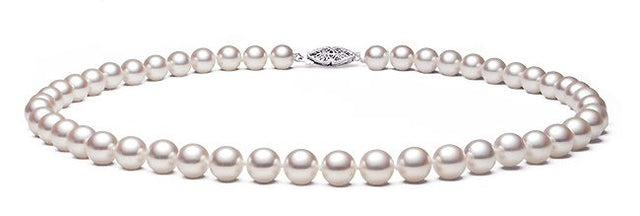 6-6.5mm White Cultured Akoya Saltwater Pearl Necklace AA Quality