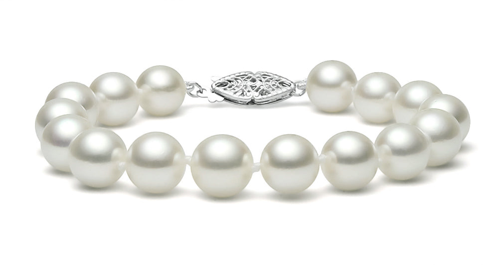 8-9mm White Freshwater Pearl Bracelet AAA Quality 7"