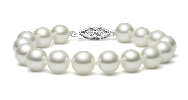8-9mm White Freshwater Pearl Bracelet AAA Quality 7"