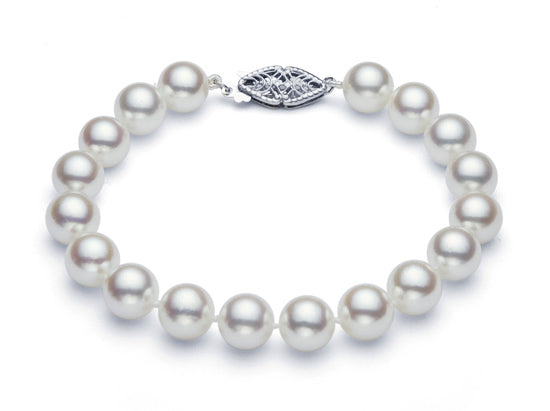White Japanese Akoya Cultured Pearl Bracelet 6.5-7mm