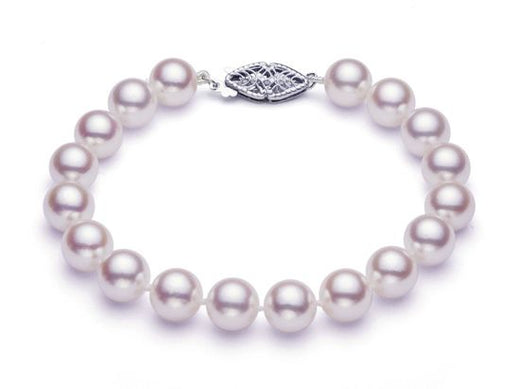 White Japanese Akoya Cultured Pearl Bracelet 7-7.5mm A+ Quality