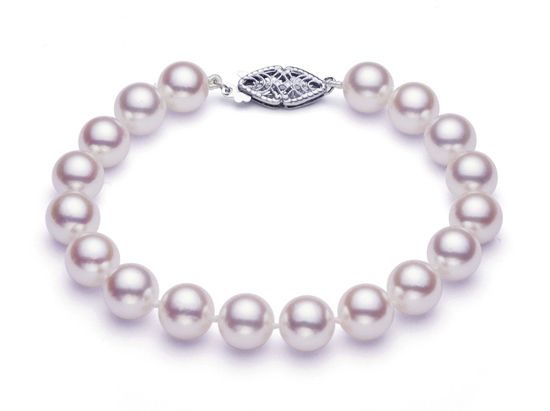 White Japanese Akoya Cultured Pearl Bracelet 7-7.5mm A+ Quality