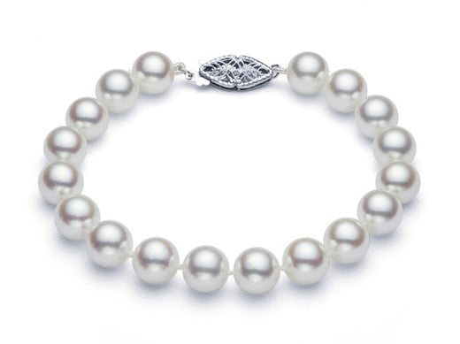 8-9mm White Japanese Akoya Cultured Pearl Bracelet AA+ Quality